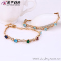 73015 Xuping jewelry wholesale China heart aquamarine fancy gold bracelet wedding bridal party